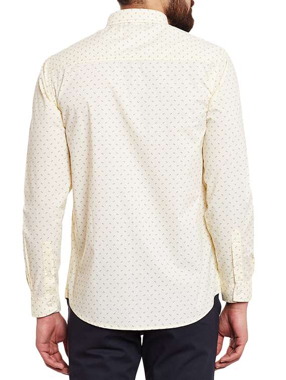 yellow cotton printed casual shirt - 13144321 - Standard Image - 2