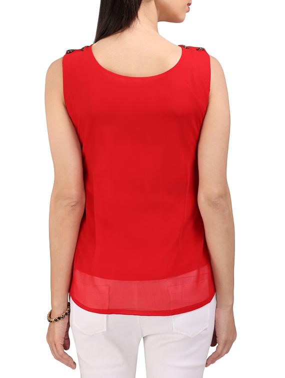 red georgette top - 13146758 - Standard Image - 2
