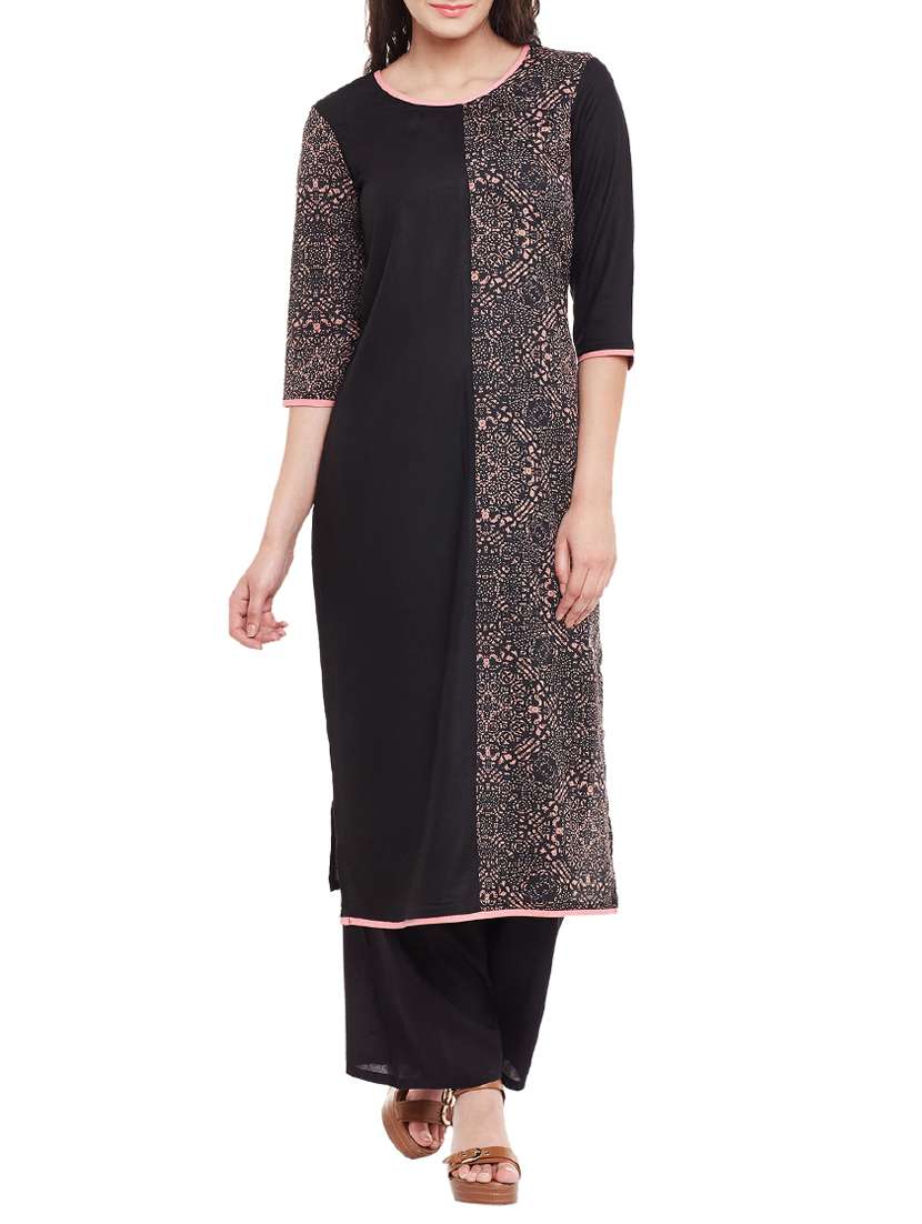black rayon straight kurta