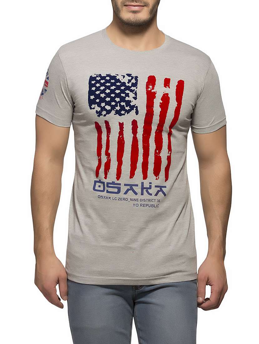 grey cotton printed t-shirt