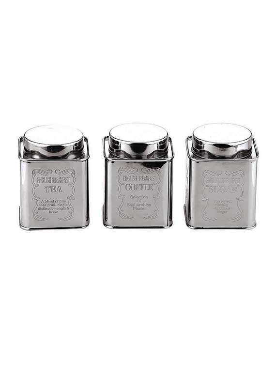 square crome tea, coffee & sugar canister