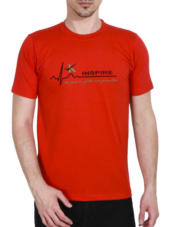 orange cotton printed t-shirt