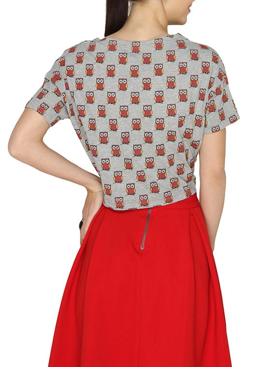 women's crop round neck top - 13158373 - Standard Image - 2