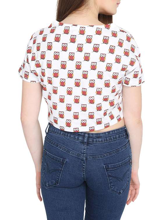 women's crop round neck top - 13158374 -  Standard Image - 2