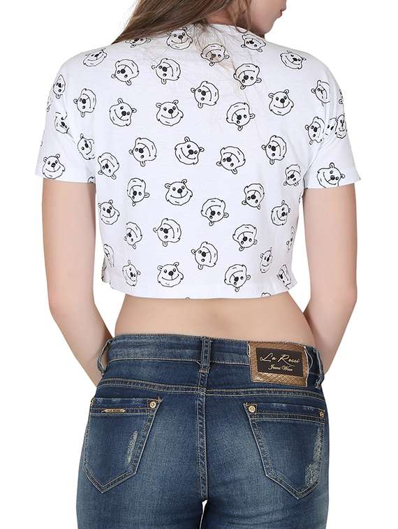 women's crop round neck top - 13158394 - Standard Image - 2