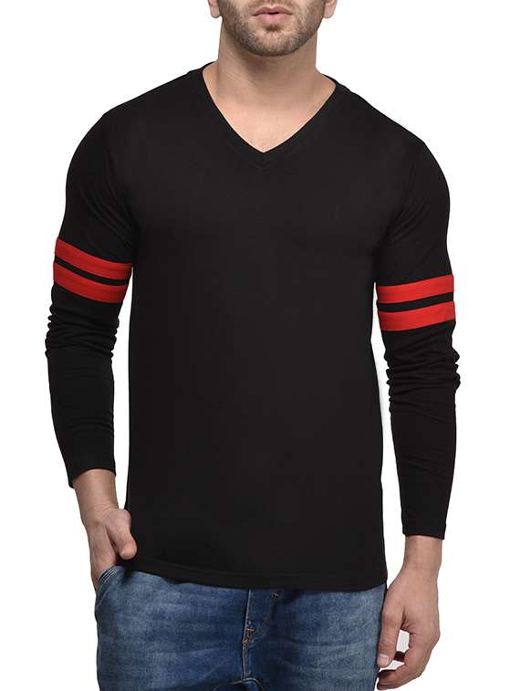 black cotton striped t-shirt