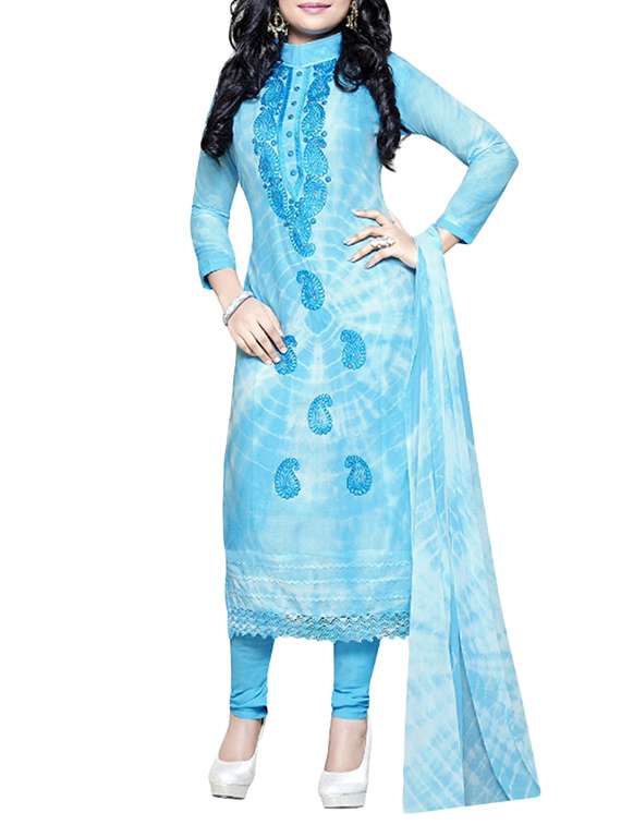 blue churidaar unstitched suit