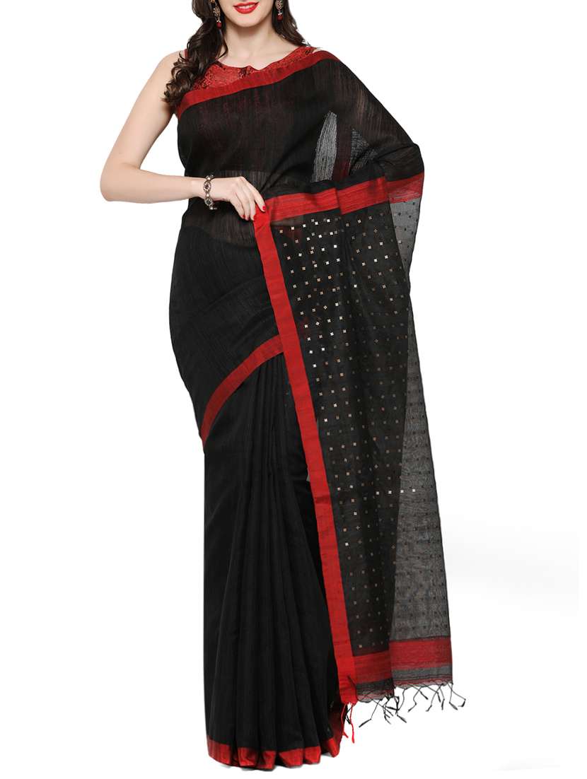 black silk bordered saree with blouse