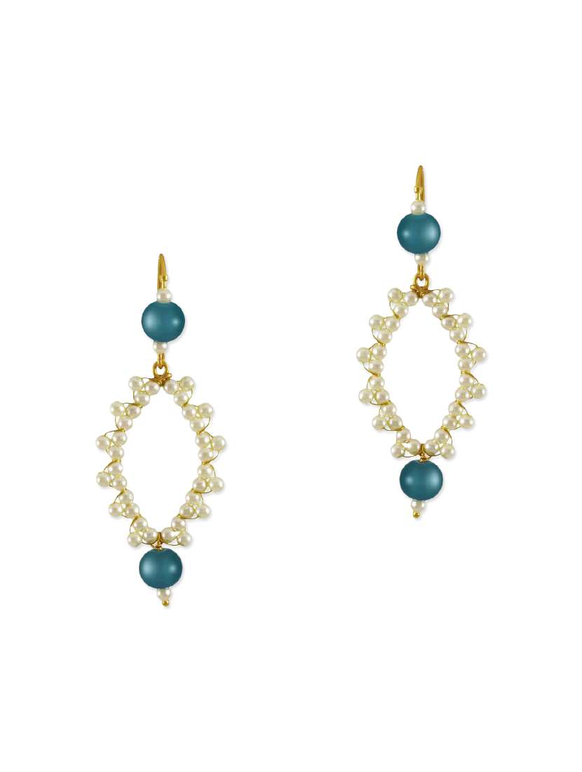 blue brass drop earrings