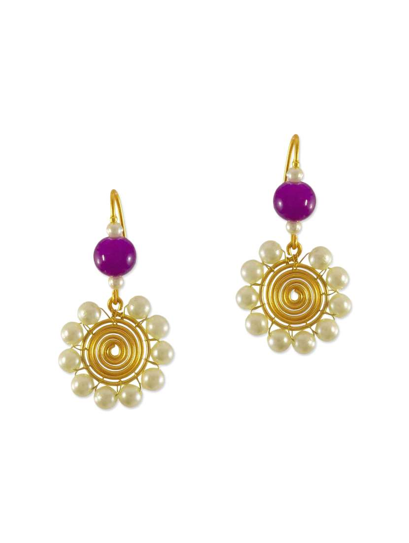 purple brass drop earrings