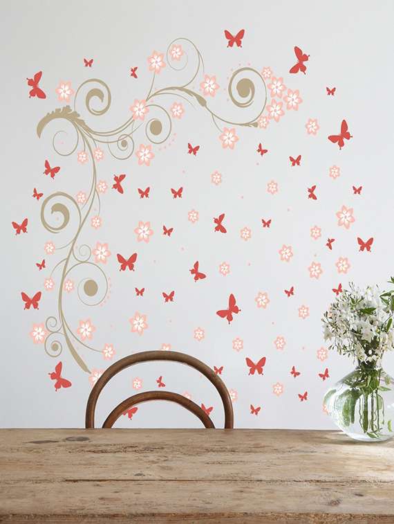 wall sticker (butterflies,wall covering area  43 x 38 inch)