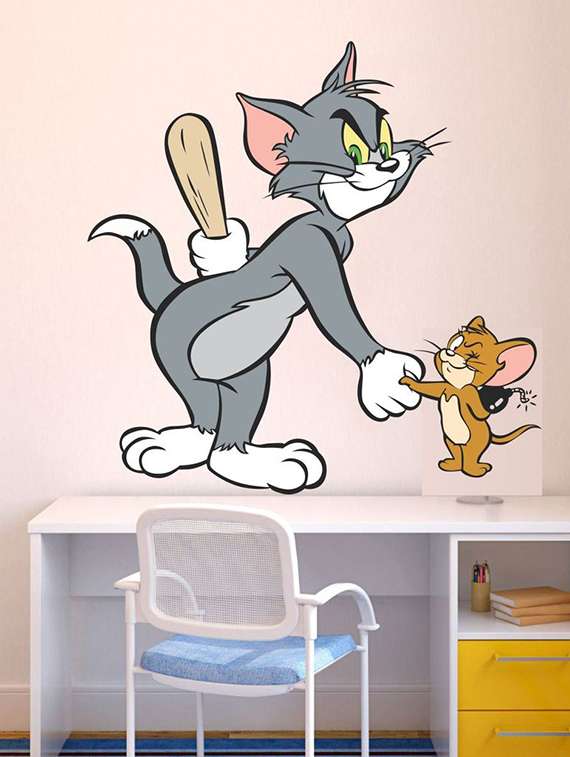 wall sticker (tom and jerry,wall covering area  23 x 23 inch)