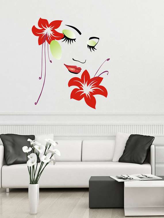 wall sticker (lady flowers,wall covering area  23 x 27 inch)