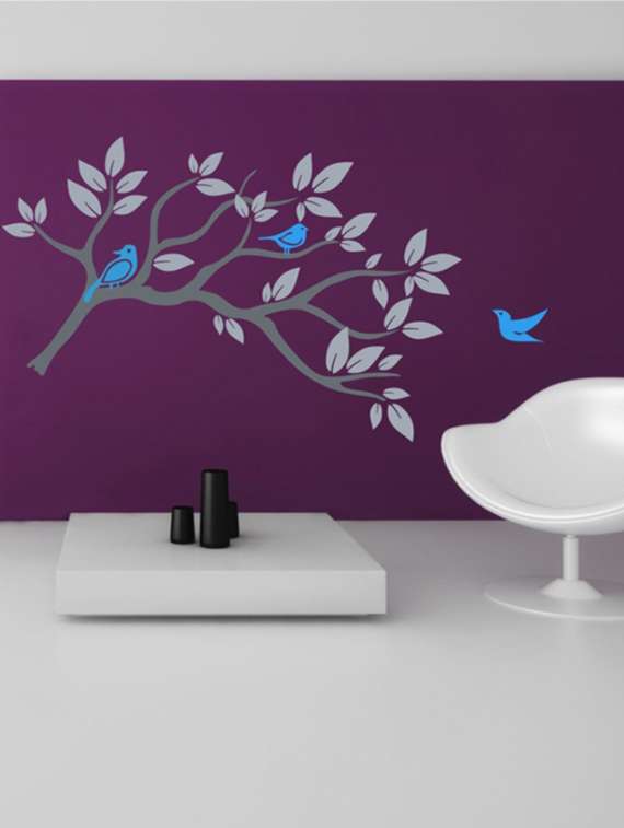 wall sticker (blue tree,wall covering area  60 x 35 inch)