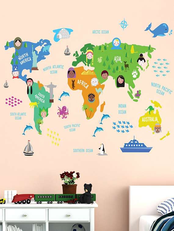 wall sticker (map,wall covering area  18 x 28 inch)