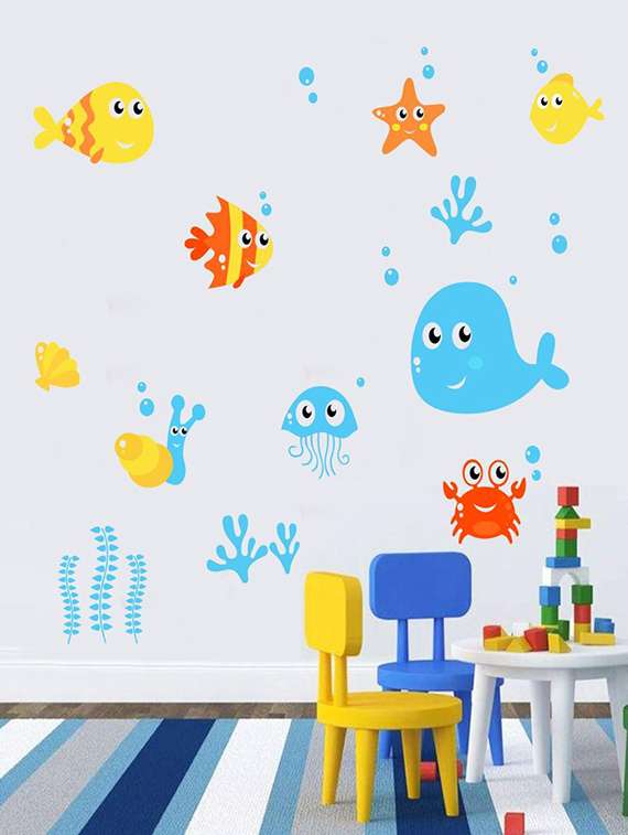 wall sticker (sea animal,wall covering area  14 x 14 inch)