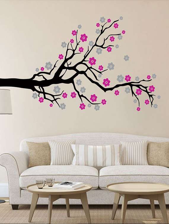 wall sticker (gray branch,wall covering area  18 x 9 inch)