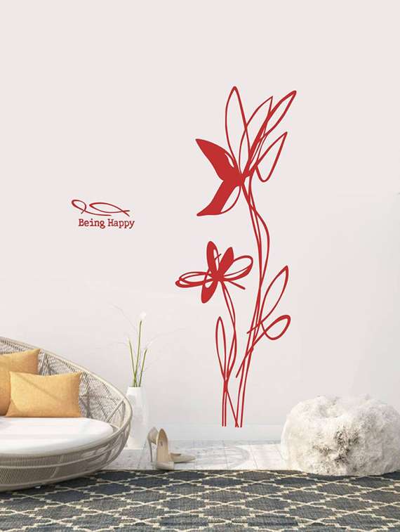 wall sticker (being happy,wall covering area  48 x 17 inch)