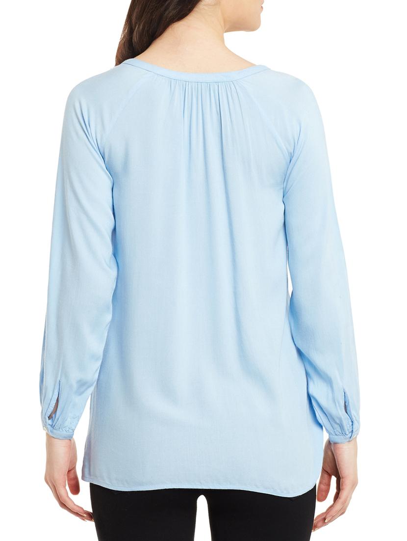 notch neck embroidered detail top - 13168809 - Standard Image - 2