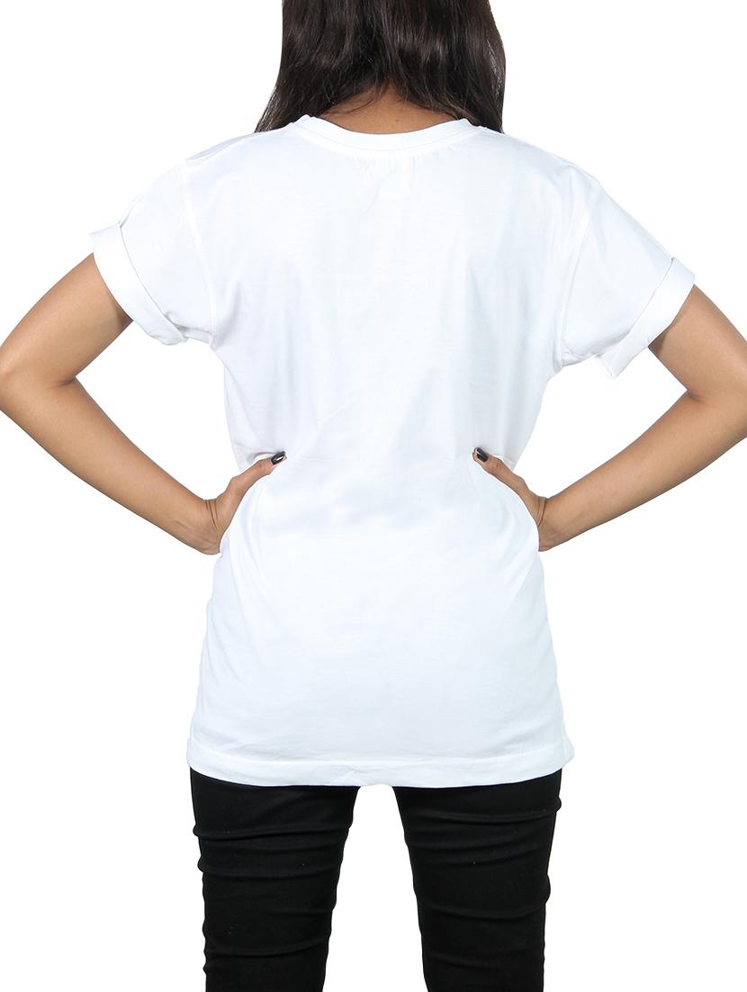 women's front print round neck t-shirt - 13169446 - Standard Image - 2