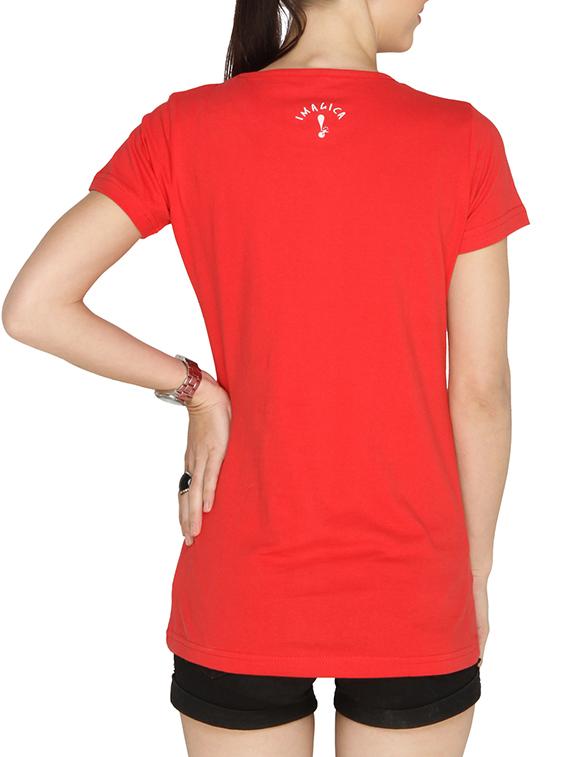 women's chest print round neck t-shirt - 13169831 - Standard Image - 2