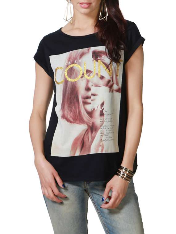 black cotton regular tshirt