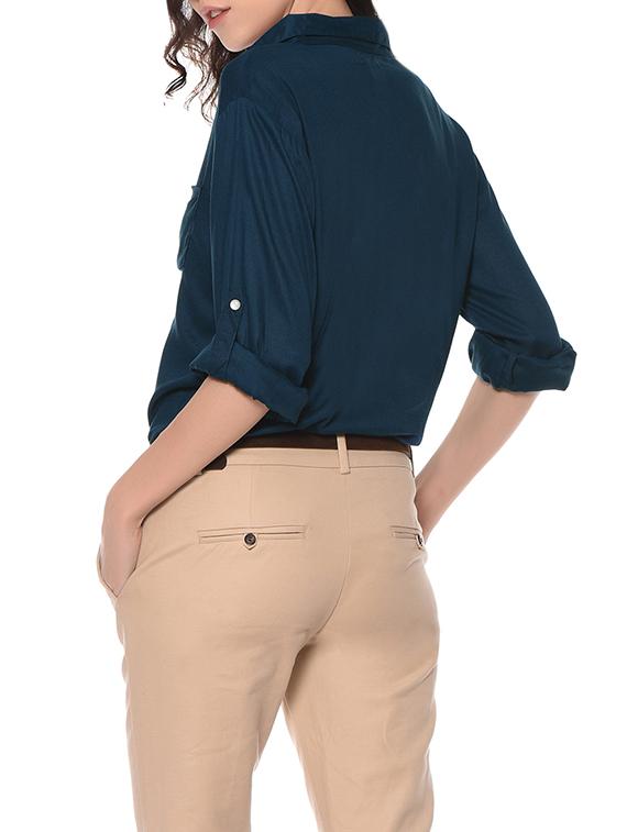 dark blue viscose regular shirt - 13175234 - Standard Image - 2
