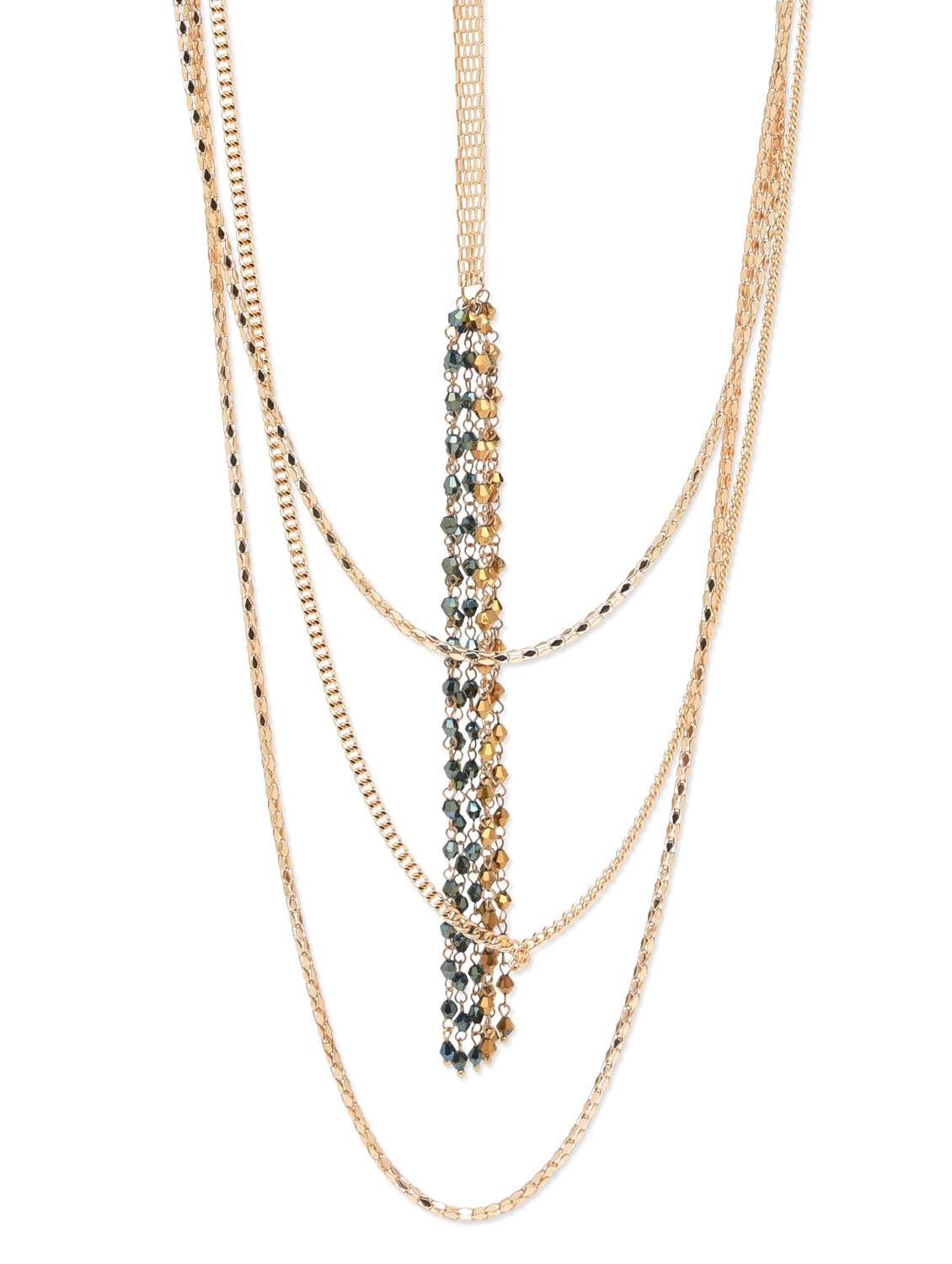 gold multilayered beaded neckace