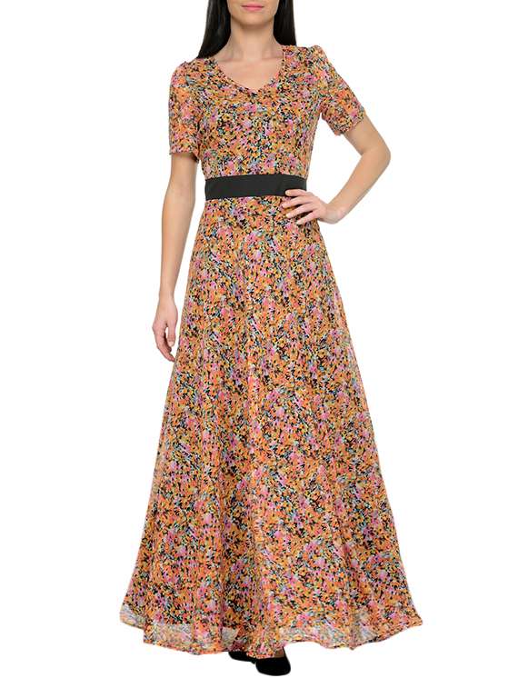 v neck flared maxi dress 