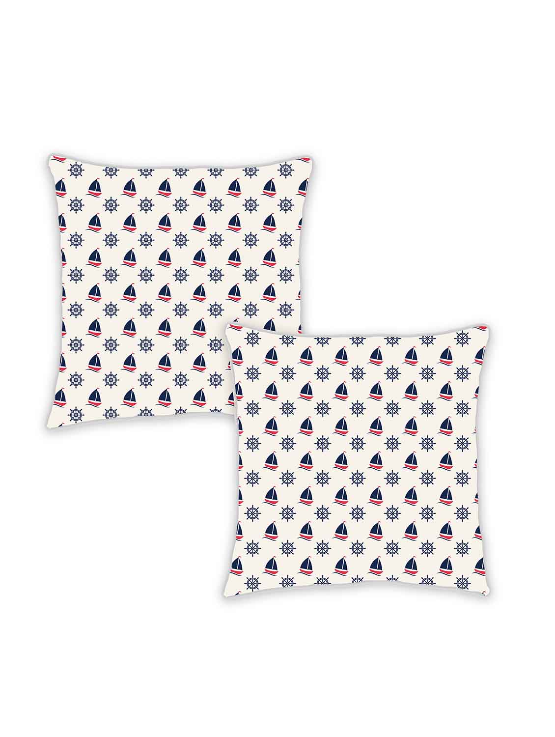 ambbi collection digitally printed cushion cover nautical print- boat & wheel allover set of 2 - 13180904 -  Zoom Image - 0