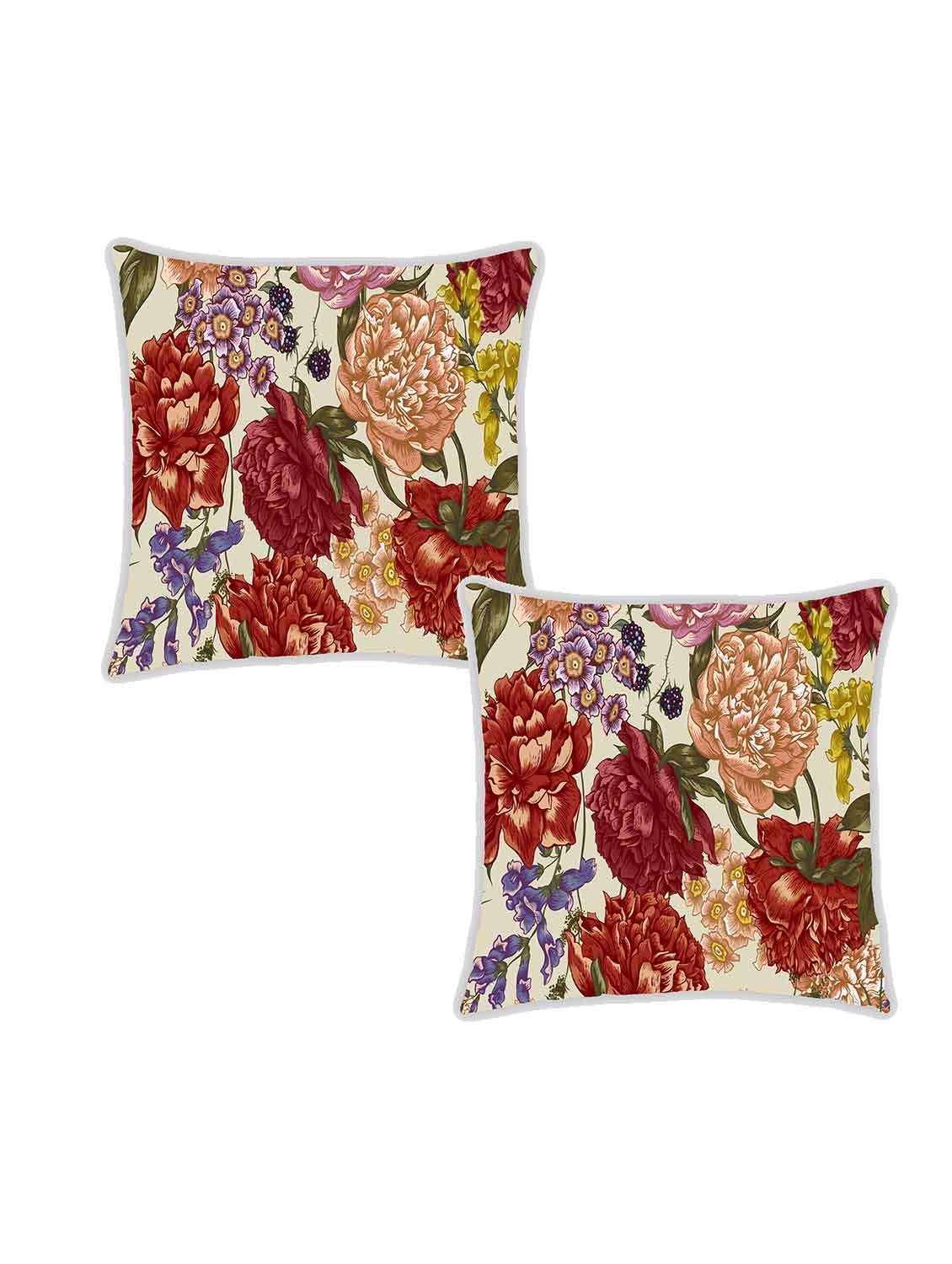 ambbi collection digitally printed cushion cover big flowers all over set of 2