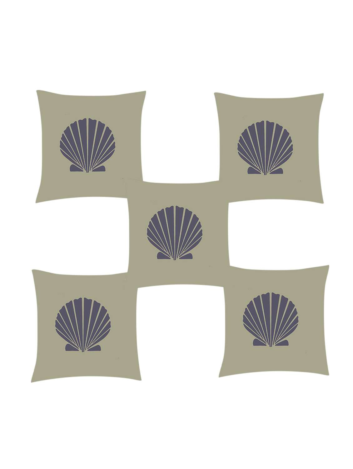 ambbi collection digitally printed cushion cover nautical print- shell in the center set of 5