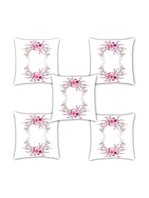 ambbi collection digitally printed cushion cover with flowers & leaves in lavander color set of 5 - 13180982 -  Standard Image - 0