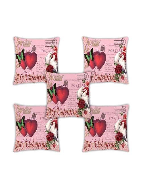 ambbi collection digitally printed cushion cover love birds, rose, butterfly, heart set of 5 - 13180993 -  Standard Image - 0