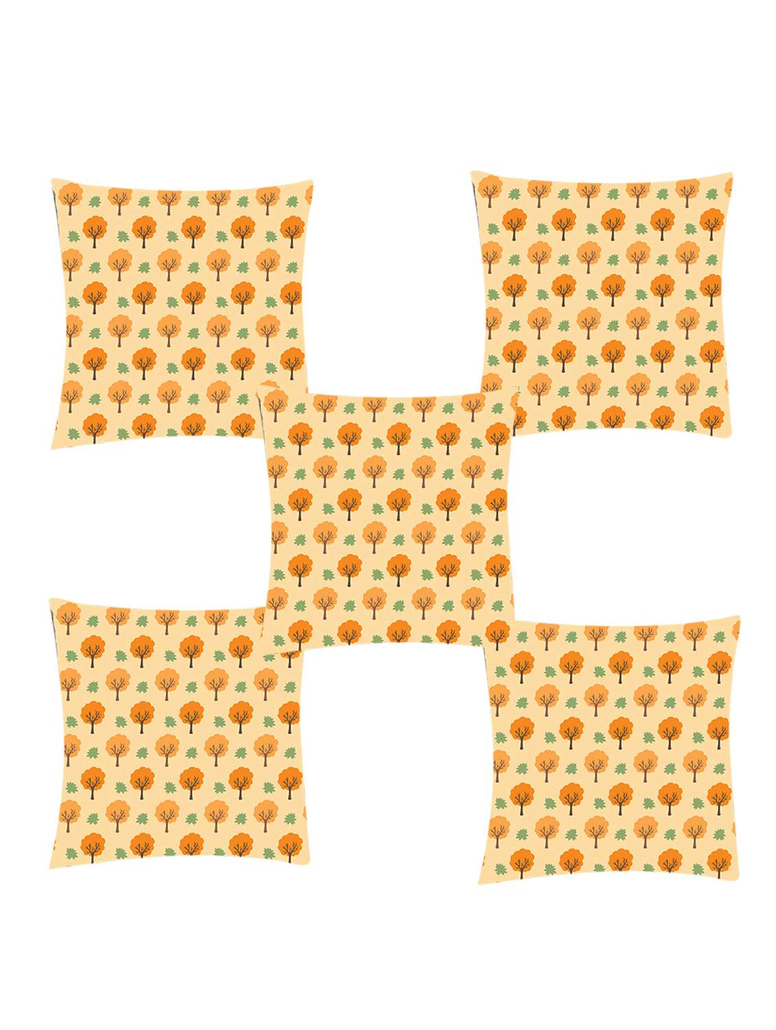 ambbi collection digitally printed cushion cover double half drop placemnet of tree & grass set of 5
