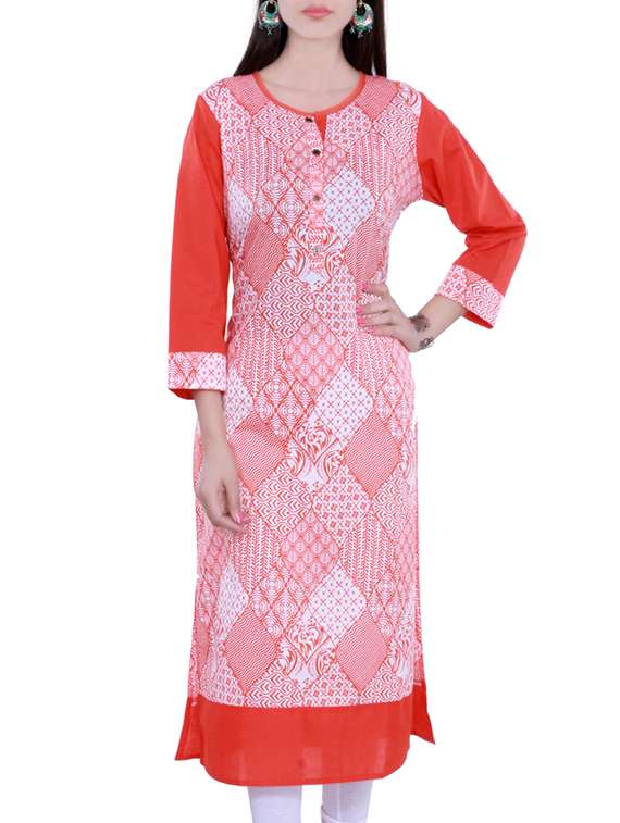 orange cotton straight kurta