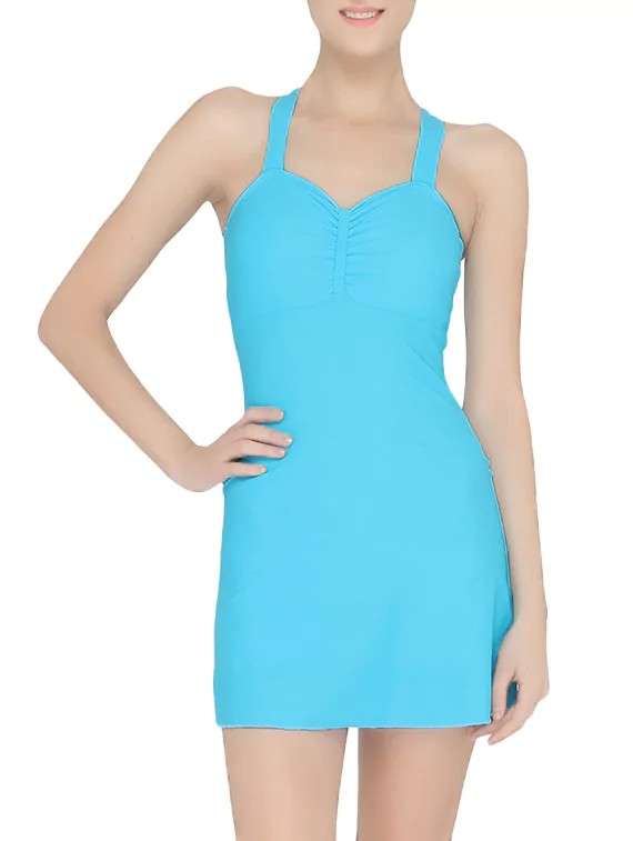 blue polyester functional swimsuit