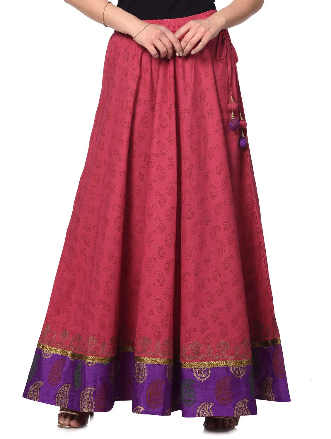 Pink cotton flared skirt