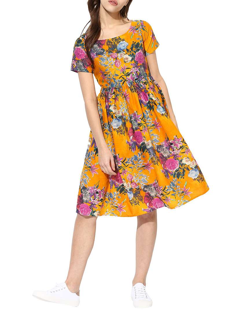 yellow floral cotton dress