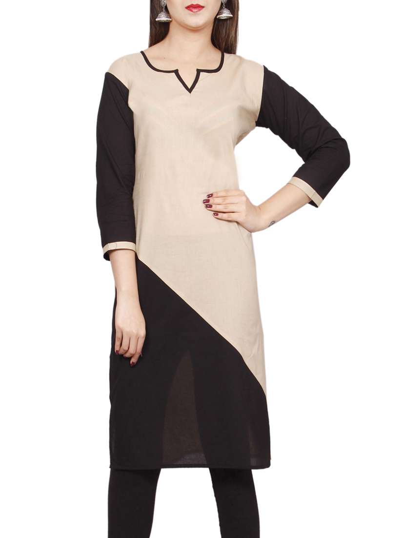 beige cotton straight kurta