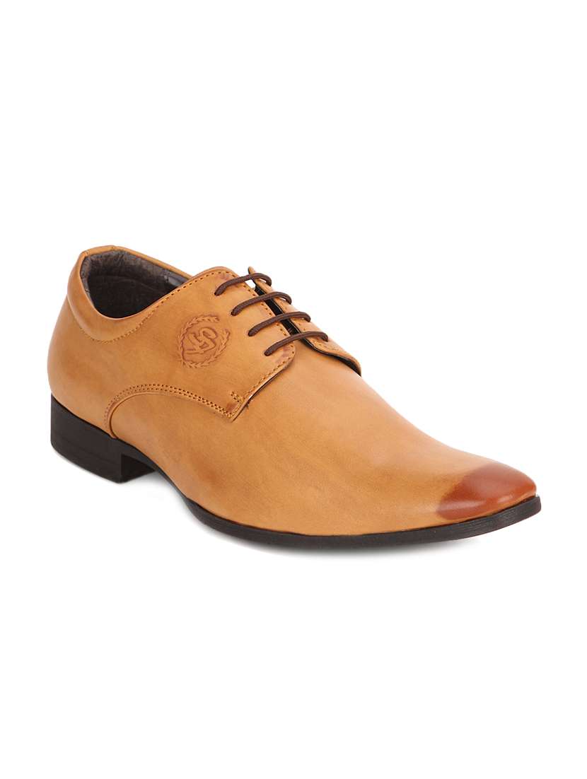 tan leatherette lace up derby