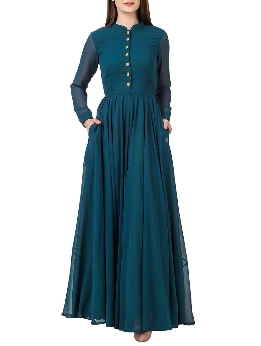 solid blue maxi dress