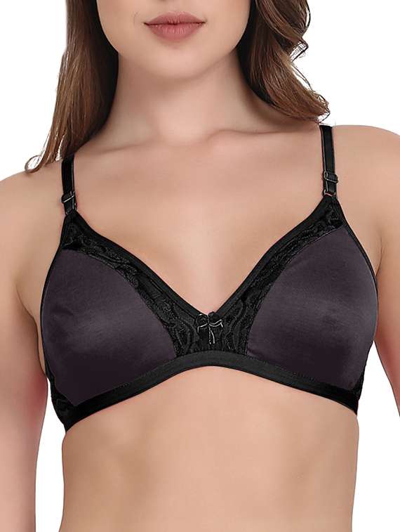 black cotton regular bra