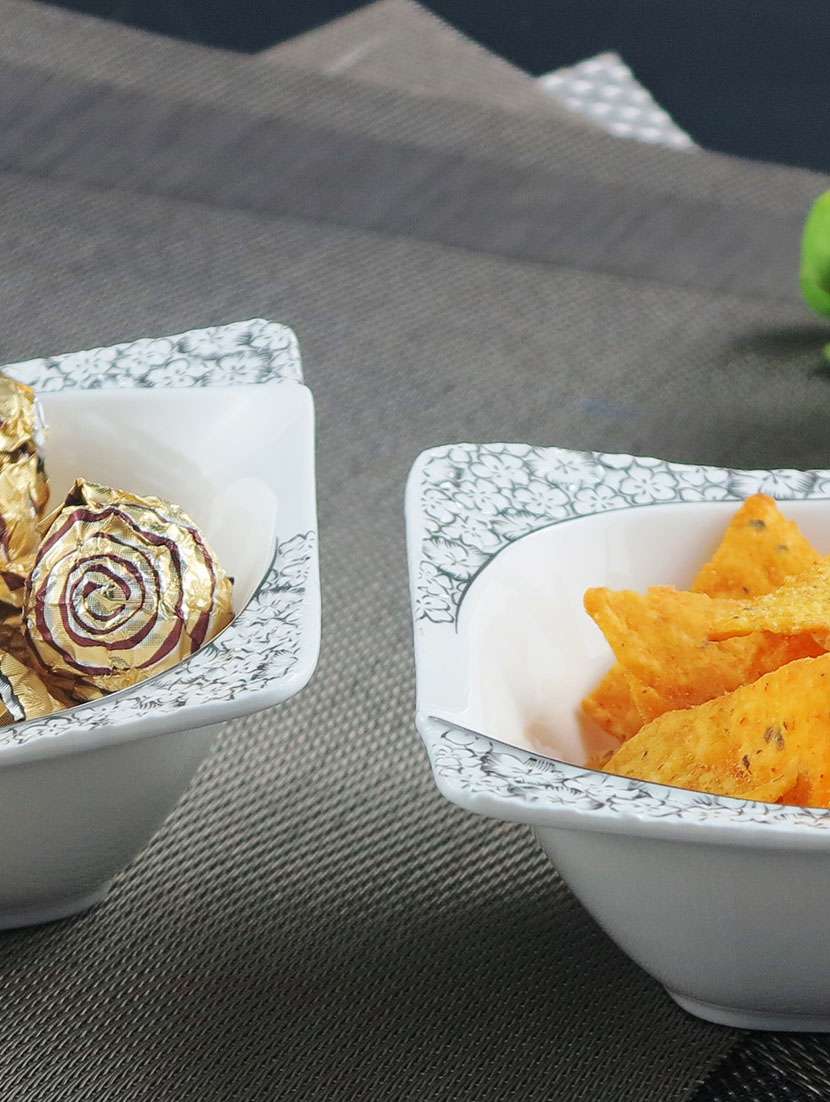 silver & white serving dish set of 2