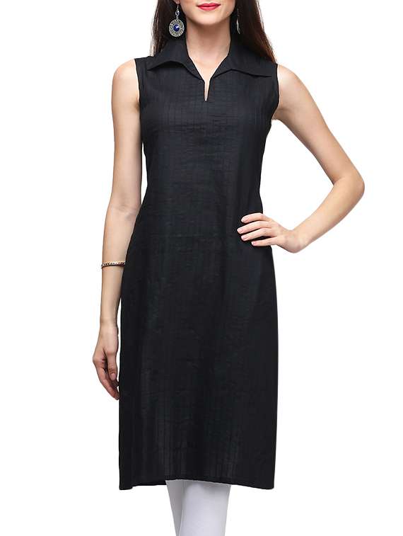 black cotton straight kurta
