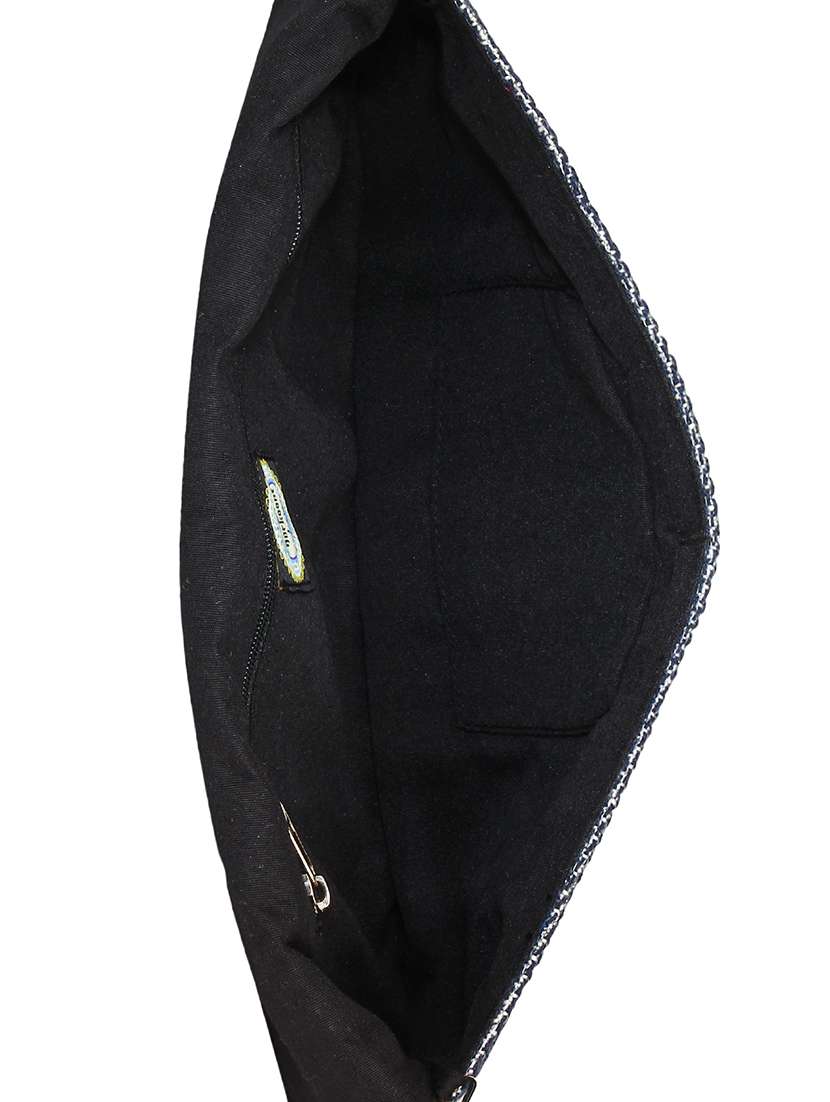 black cotton ethnic clutch - 13216371 -  Standard Image - 2