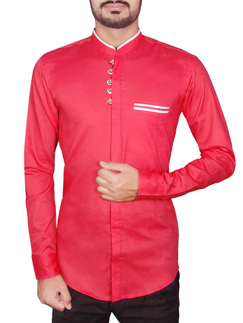 solid pink linen casual shirt