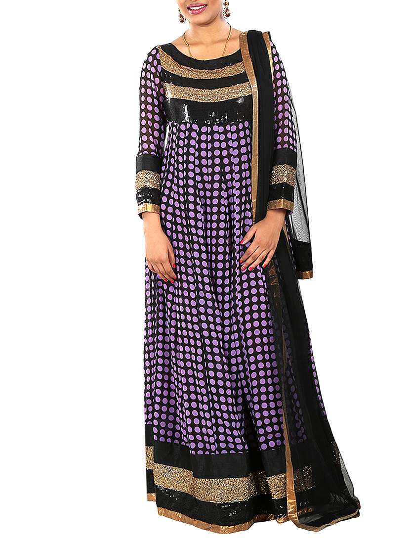 purple poly georgette anarkali suits stitched suit
