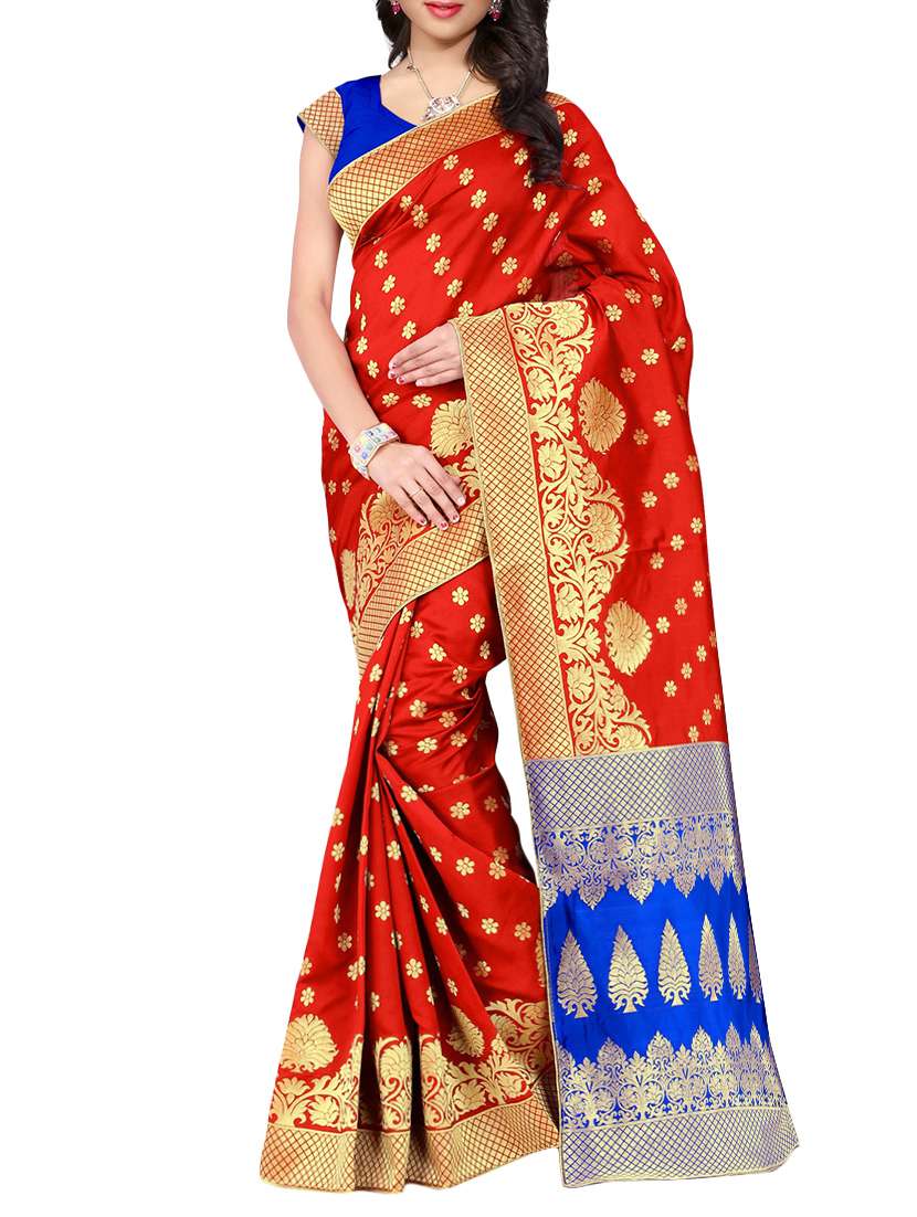 red silk banarasi saree with blouse
