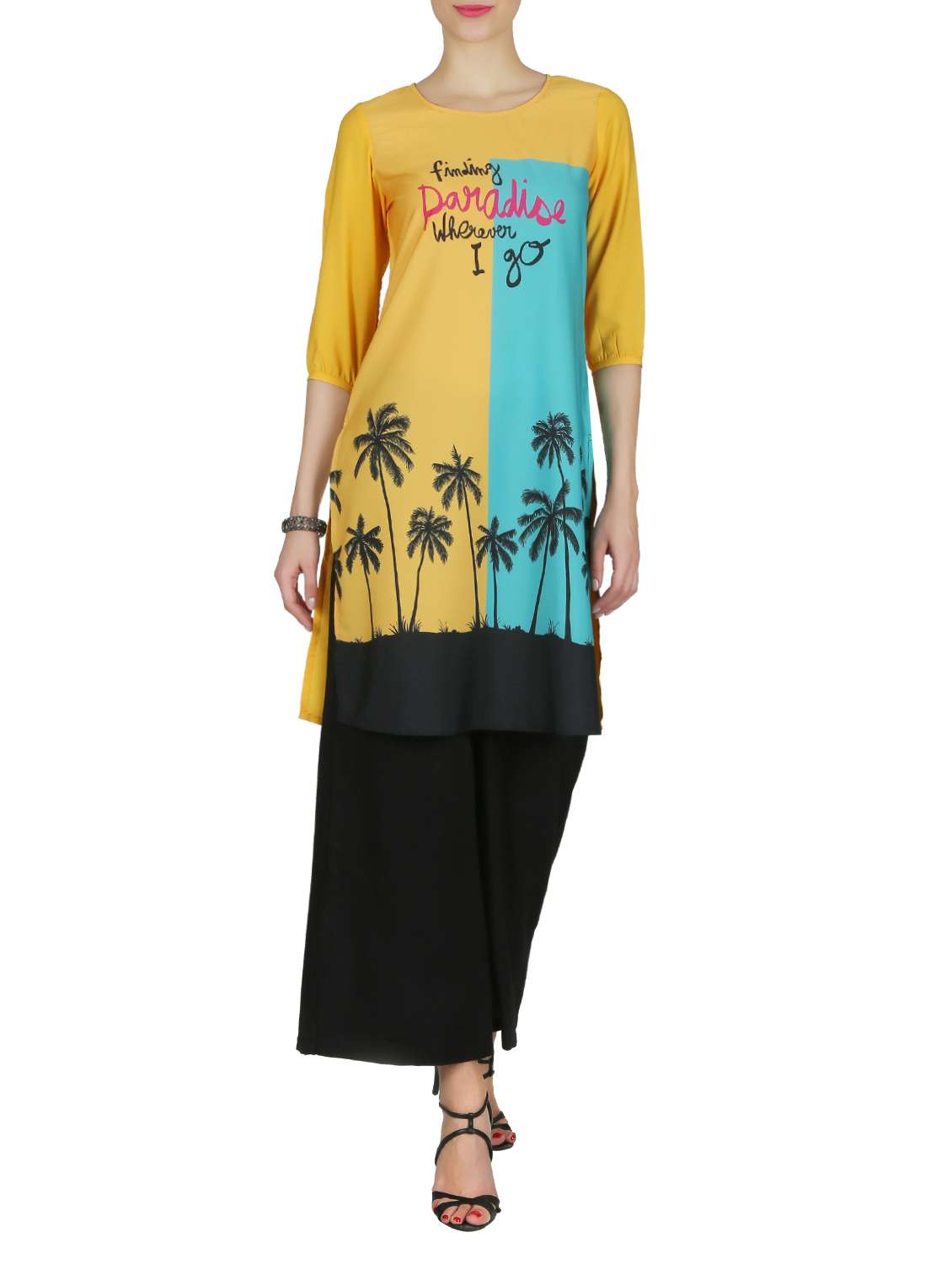 yellow straight kurta